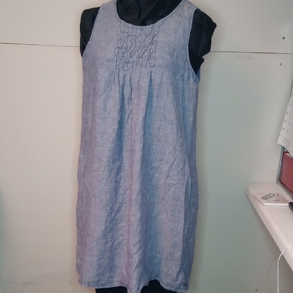 St. Tropez Linen Dress in Blue Size XS